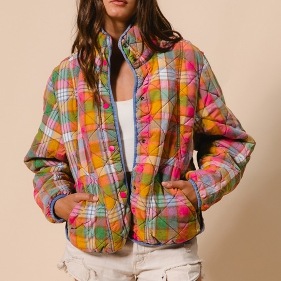 NWT Retro Vibes Plaid Quilted Jacket - Picture 8 of 10